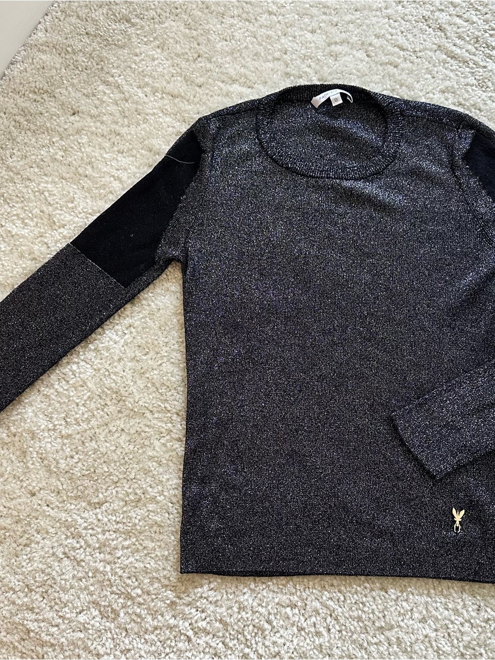 Patrizia Pepe Metallic Black Crewneck Sweater